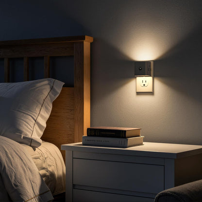 DORESshop LED Motion Sensor Night Light [2 Pack], Plug in Night Light, Dusk to Dawn Night Light Motion Sensor, 3 Level Brightness Adjustable Night Lights for Adults, Bedroom, Bathroom, Hallway, 3000K