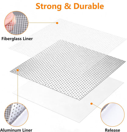 22 Pcs Drywall Repair Kit, 2/4/6/8 Inch Dry Wall Patch Kits, Self Adhesive Aluminum Mesh with Scraper and Sandpaper for Hole Repair