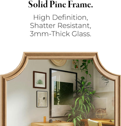 WallBeyond Full Length Mirror Wall Mounted 65"x22", Rustic Wooden Frame Floor Mirror, Large Full Body Mirror for Bedroom, Leaning or Hanging Against Wall, Natural