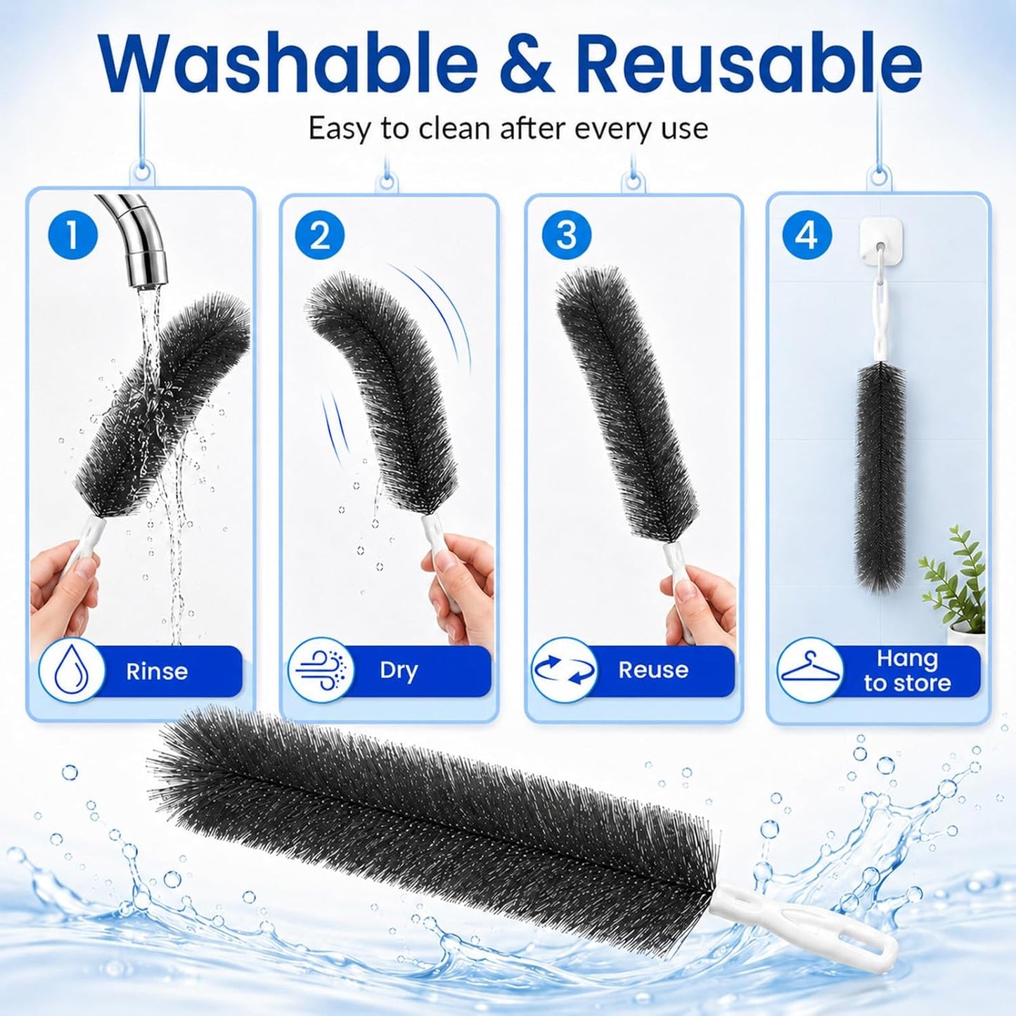 Fan Cleaning Brush, Bendable Dust Remover for AC Vent Grilles, Window Tracks, Keyboards and Narrow Spaces (1)