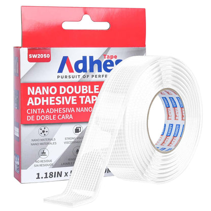 ADHES Easy to Tear Nano Double Sided Tape Mounting Tape,30mm X 5m, Reusable Heavy Duty Strong Adhesive for Home,Office,Wall,Carpet,Photos