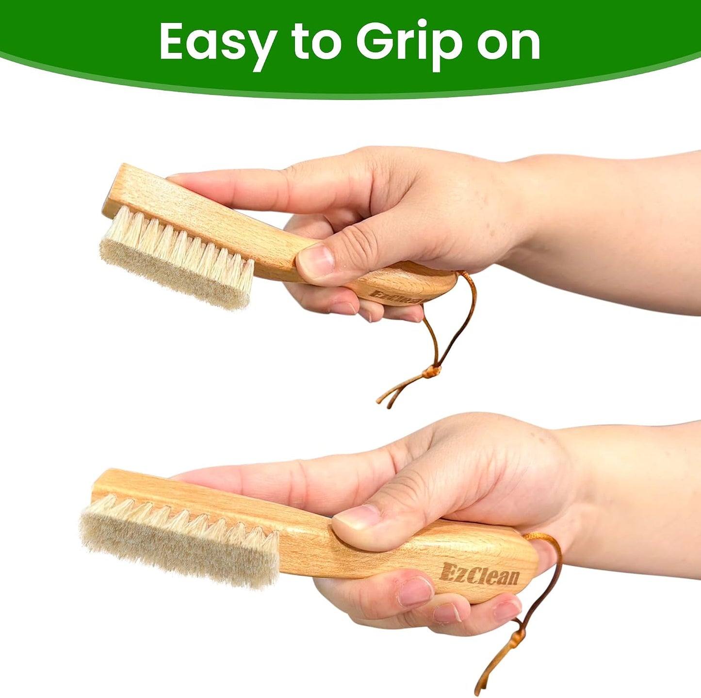 EzClean Natural Boar Bristle Laundry Brush, Perfect for Shoes & Delicate Fabrics, Scrubbing Tough Stains