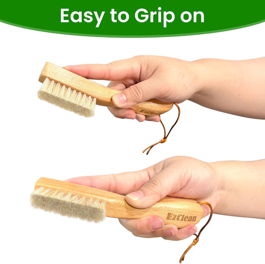 EzClean Natural Boar Bristle Laundry Brush, Perfect for Shoes & Delicate Fabrics, Scrubbing Tough Stains