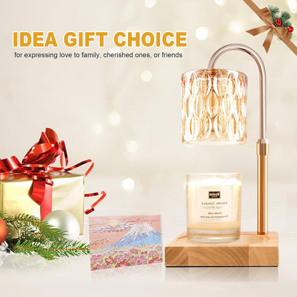 Candle Warmer Lamp with Timer & Dimmer, Candle Warmer Height Adjustable, Fits All Jar Scented Candles, Candle Lamp with 3 Bulbs, Charming Gift Box with Ribbon for Gifting