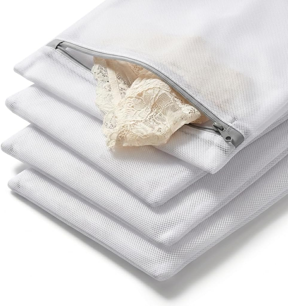 12x16 Small Mesh Laundry Bags for Delicates, 4-Pack – for Lingerie, Bras, Socks & Swimwear – 120GSM Honeycomb Mesh Protects Delicates in Washer & Dryer