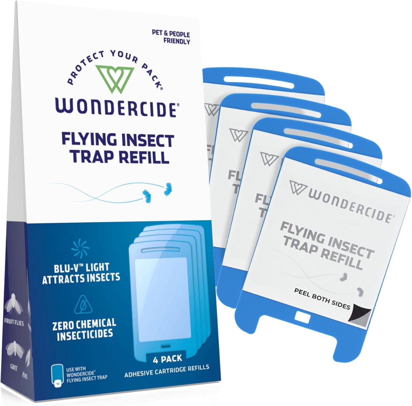 Wondercide - Flying Insect and Fly Trap - Indoor Bug Catcher for Fruit and House Flies, Gnats, Moths, and Mosquitoes - Starter Kit for Home and Kitchen - 1 Plug-in Light and 1 Cartridge