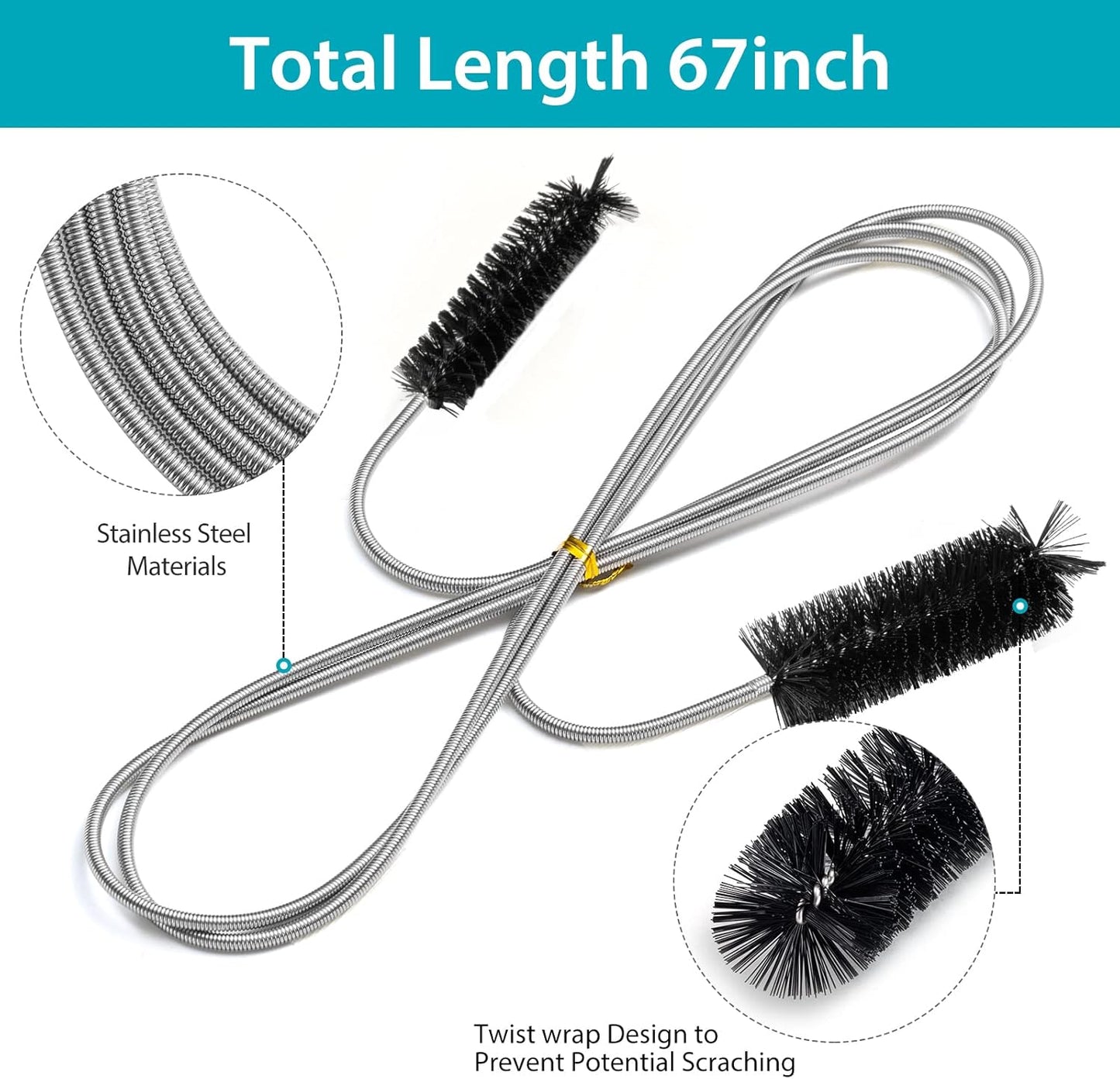 Long Drain Brush Flexible Feeding Tube Brush Slim Cleaning Brush Hose Pipe Brush