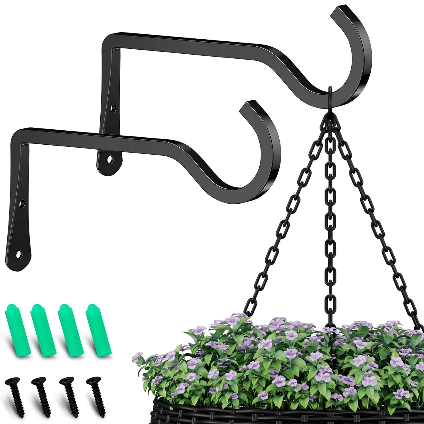 Garden Hose Hook for Outside with Heavy-Duty Steel Construction - Anti-Slip Coating, Holds Up to 66 lbs of Hoses, Cords, and Tools - Hose Hanger Wall Mount for Yard, Garage, Pool Deck, or Fence Post