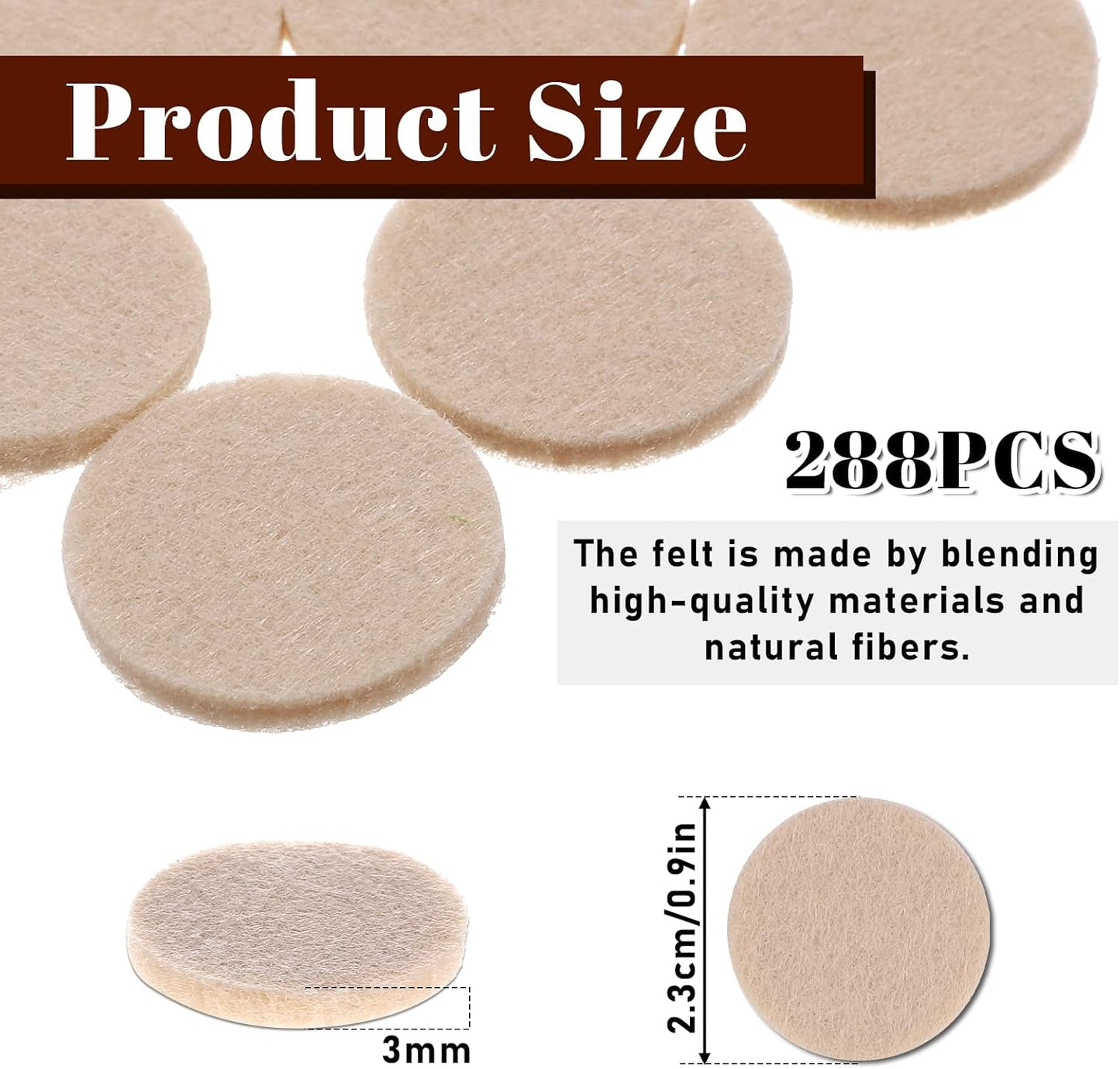 288 Pcs Self Adhesive Felt Furniture Pads 3/4", Felt Pads for Coasters Bottom Dots Felts Floor Protectors for Furniture Thick Cabinet Door Bumpers for Chair Legs Felts Pad Small for Hardwood Floors