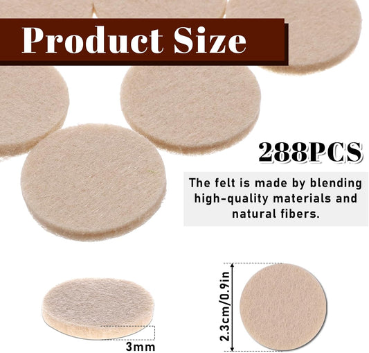 288 Pcs Self Adhesive Felt Furniture Pads 3/4", Felt Pads for Coasters Bottom Dots Felts Floor Protectors for Furniture Thick Cabinet Door Bumpers for Chair Legs Felts Pad Small for Hardwood Floors