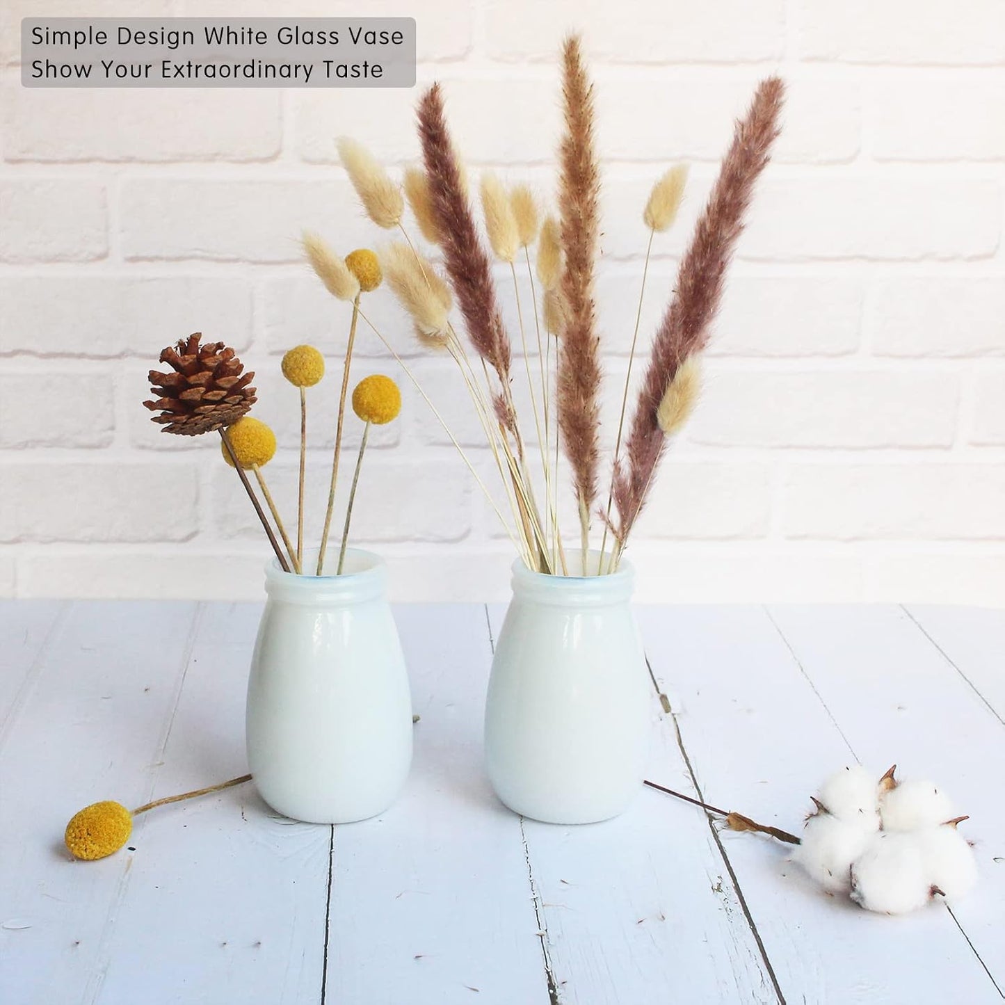 YANLING 6 Pack White Vase Small Ceramic Vases for Decor, Bud Vases | for Centerpieces White Vases for Flowers Boho Home Decor, Pampas Grass Dried Flowers Vases