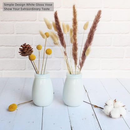 YANLING 6 Pack White Vase Small Ceramic Vases for Decor, Bud Vases | for Centerpieces White Vases for Flowers Boho Home Decor, Pampas Grass Dried Flowers Vases