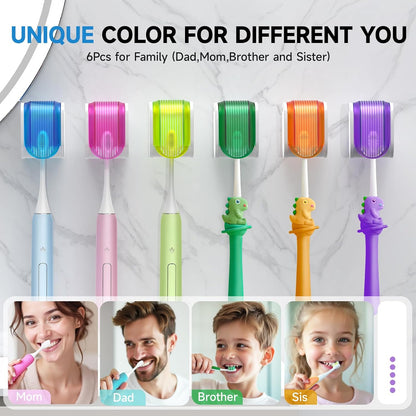 Toothbrush Holders for Bathrooms【Upgrade Single Slot Design】 Toothbrush Holder Wall Mounted with Cover Moisture-Proof and Dust-Proof Toothbrush Storage Organizer for Shower Family and Travel 3PCS