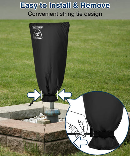 Enlarge Outdoor Faucet Cover for Winter Freeze Protection, 13” W x 25" H Hose Bib Covers Socks for Garden Lawn Faucets & Yard Hydrant, Reusable Long Insulated Spigot Cover, Black, 1 Pack