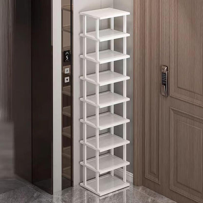 SAN HE 7-Tier Modern Bamboo Shoe Rack - Vertical, Slim, Space-Saving Shoe Organizer for Small Spaces, Closet, Entryway, Corner, Garage, Bedroom