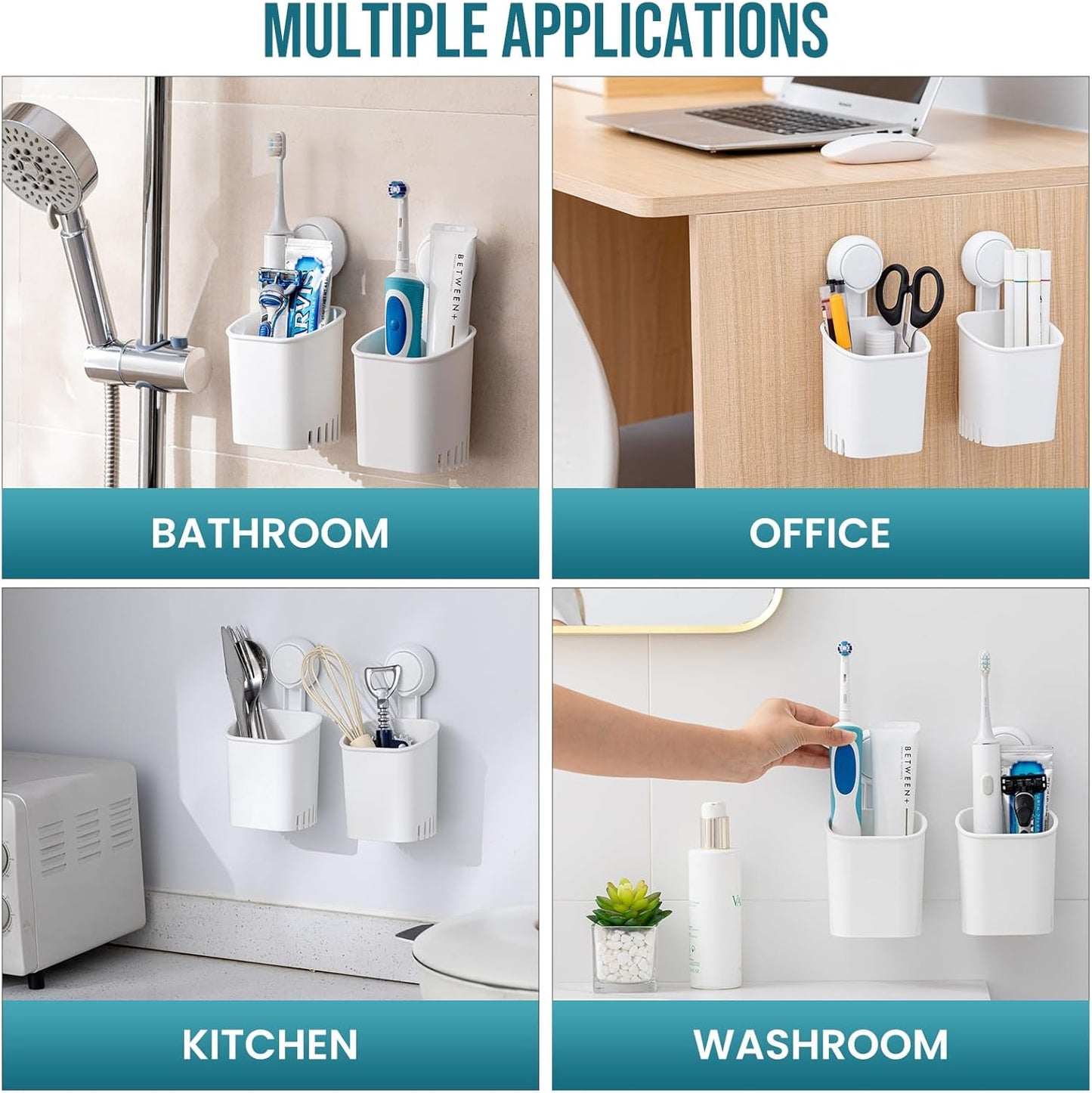 TAILI Upgraded Bathroom Mirror Suction Cup Toothbrush Holder with Razor Hook, Visible Safety Indicator, Large Capacity Inverted Trapezoid Design, Removable Shower Caddy for Toothbrush, Toothpaste, etc