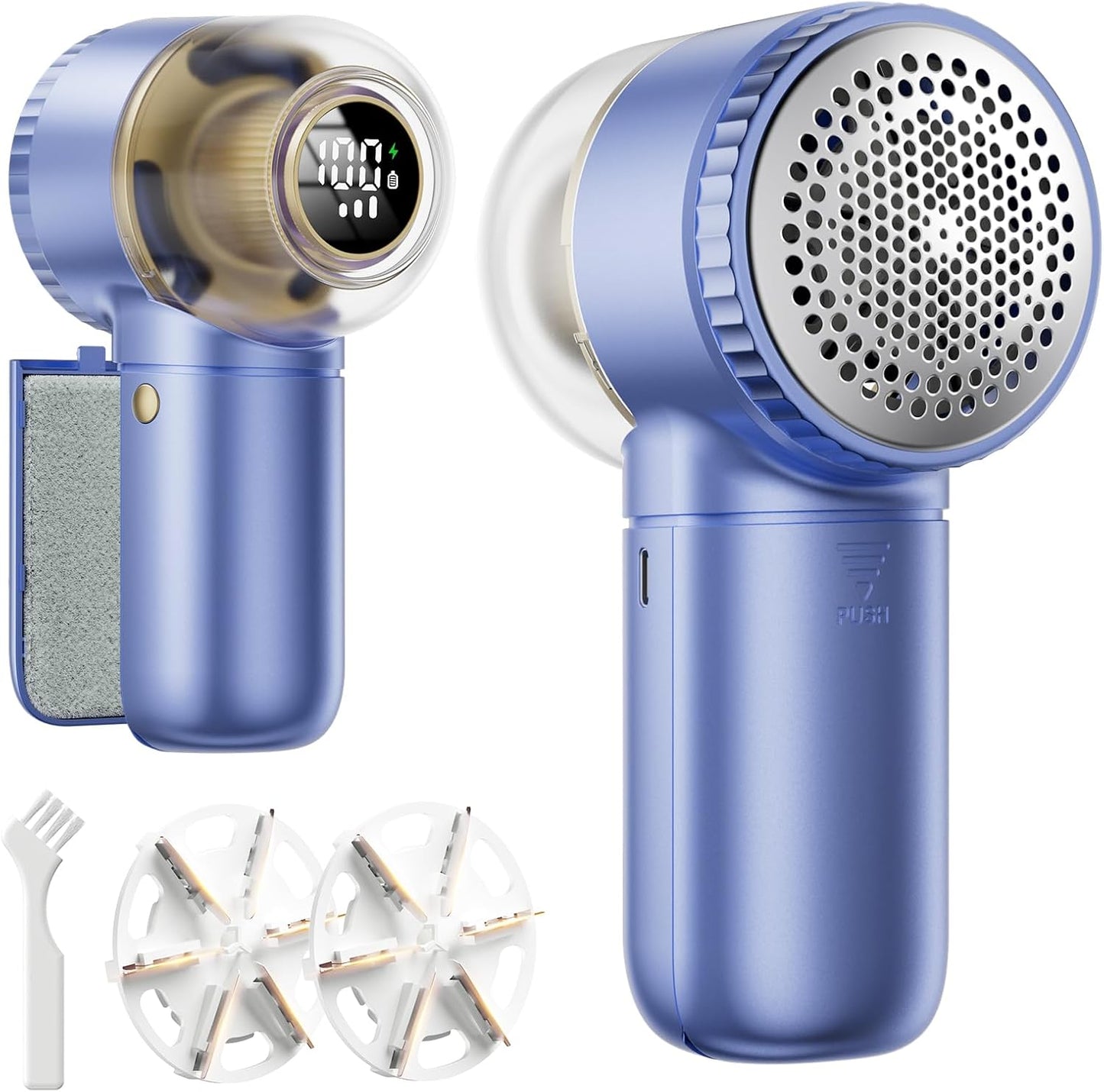X-Large Fabric Shaver with Lint Brush, Rechargeable Lint Shaver with Digital Display, 3-Speeds, 6-Leaf Blades, 1200mAh Electric Lint Remover Sweater Shaver for Removing Fuzz and Pill