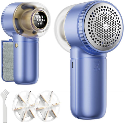 X-Large Fabric Shaver with Lint Brush, Rechargeable Lint Shaver with Digital Display, 3-Speeds, 6-Leaf Blades, 1200mAh Electric Lint Remover Sweater Shaver for Removing Fuzz and Pill