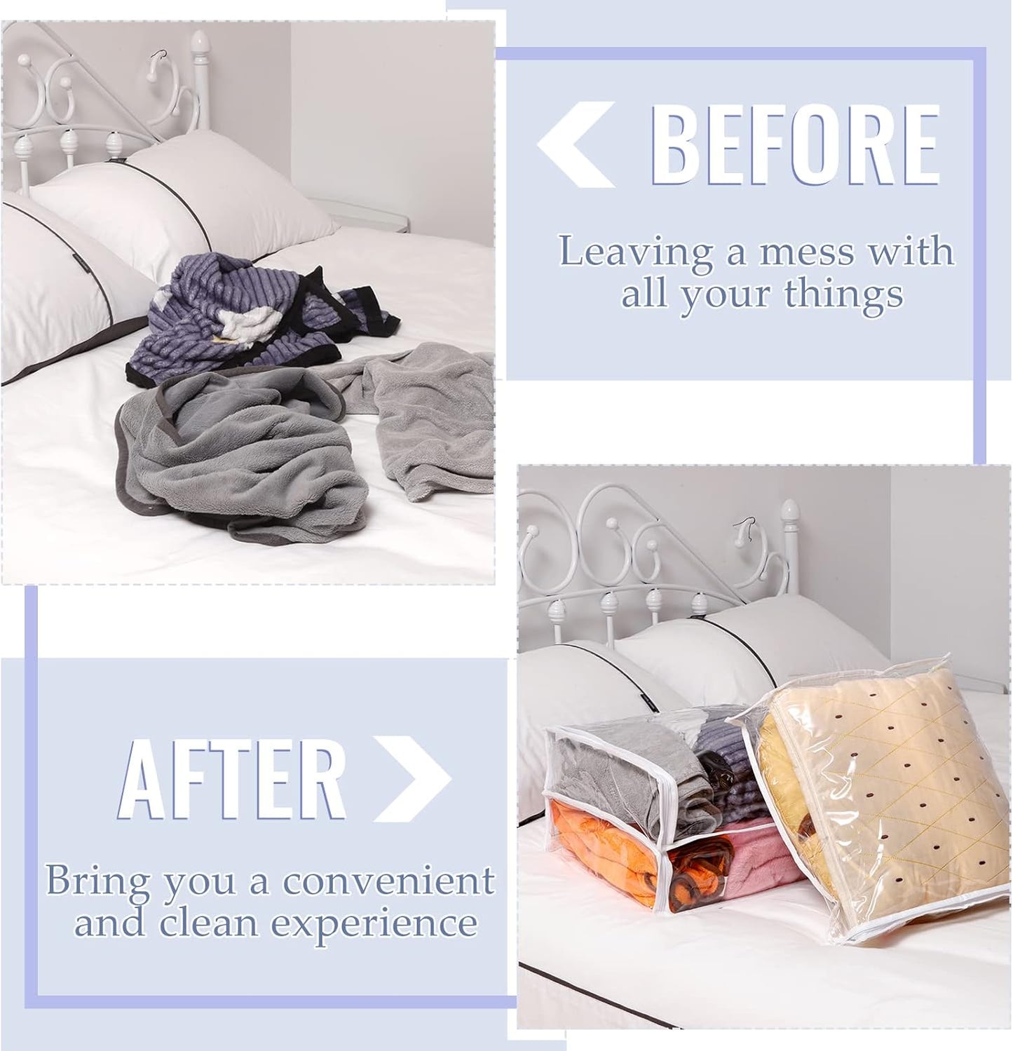 6 Packs Clear Zippered Storage Bags 24 x 20 x 11 Inch Sweater Moth Bags Vinyl Plastic Storage for Blankets Clothes Bed Sheet Organizer with Zipper for Closet Linen Sweater Clothes Comforters Pillow