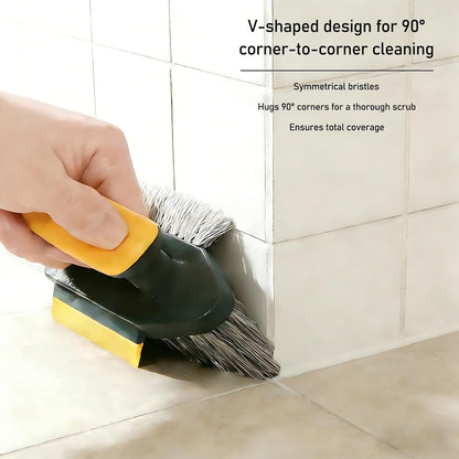 4 in 1 Scrape Brush with Rubber Squeegee, Shower Cleaning Brush, Heavy Duty Cleaning Brushes with Handle, for Shower, Bathroom, Carpet, Wall, Kitchen (Green)
