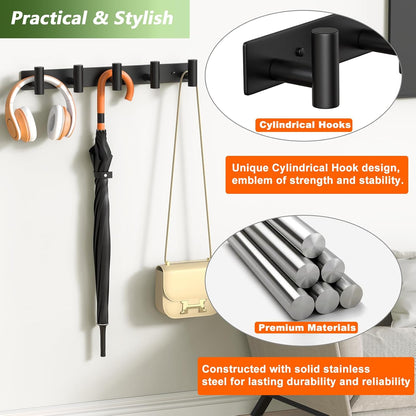 Wall Mounted Coat Rack-3 Hooks, Heavy Duty Stainless Steel Wall Hooks for Towel Coat Bag, Hat Rack Coat Hanger Coat Hooks Towel Racks for Bathroom Entryway Kitchen Office (Silver, 1 Pack)