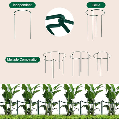 Tall Heavy-Duty 30in Plant Support Stakes - 8 Pack Adjustable Peony Cages & Supports for Outdoor Plants, Half-Round Garden Stakes for Hydrangea, Roses with Extension Stakes