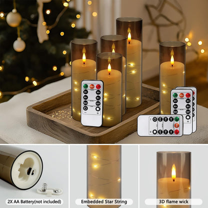 YOROXRG Set of 24 Waterproof Outdoor Flameless Candles, LED Candles with 4 Remote and Timer,(H 4" 5" 6" x D 2.2"),for Christmas,Halloween,Wedding,Festival