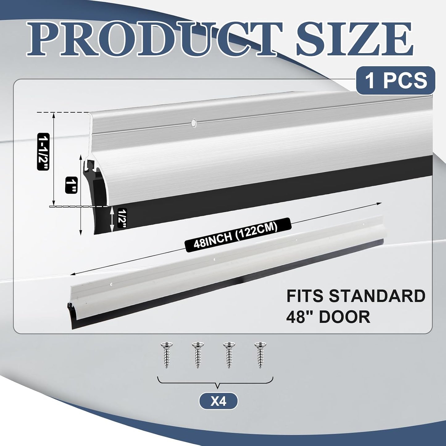 Hicarer 1 Pcs Door Bottom Sweep with Rain Drip 0.5625" W x 2" H x 36" L, Sliver Exterior Door Rain Drip Guard, Bottom Weather Stripping, Mill Finish Aluminum with Vinyl Insert