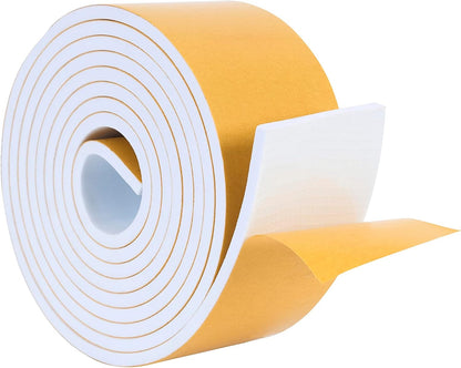 High Density Foam Weather Stripping Door Seal Strip Insulation Tape Roll for Insulating Door Frame, Window, Air Conditioner | Self Adhesive Sealing Weatherstrip (4 in x 1/4 in x 10 Ft, Black)