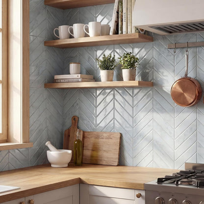 Nuanchu 10 Sheets White Herringbone Peel and Stick Backsplash 11.4 x 9 Inch 3D Stick on Wall Tiles, Self Adhesive, Waterproof & Easy to Clean for Kitchen Bathroom Rental Wall Tile