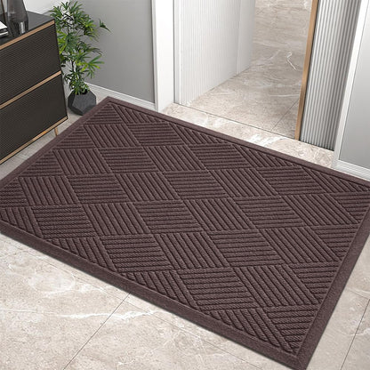 HIYARD Sturdy Front Door Mat, Absorbent Muddy Dirt Resist Welcome Door Mats Outdoor Indoor, Stain and Fade Resistant, Non-Slip Rubber Backing Low Profile Doormat for Entryway, 30×17, Beige