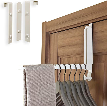 Folding Clothes Drying Rack with 3 Brackets for Over The Door and Wall Mount, All Metal Laundry Dryer Rack with Retractable Rod for Towel, Fit Doors Thickness from 0.59in to 1.96in (Space Grey)