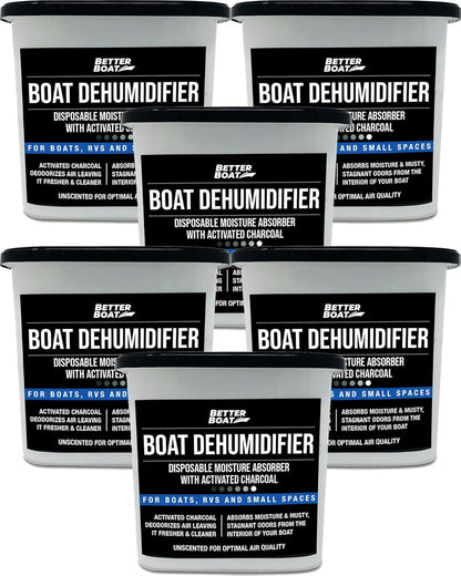 Moisture Absorber with Activated Charcoal Dehumidifier Bucket, Unscented Odor Absorber for Closet Basement Bathroom Boat RV, Disposable No Refill - Better Boat