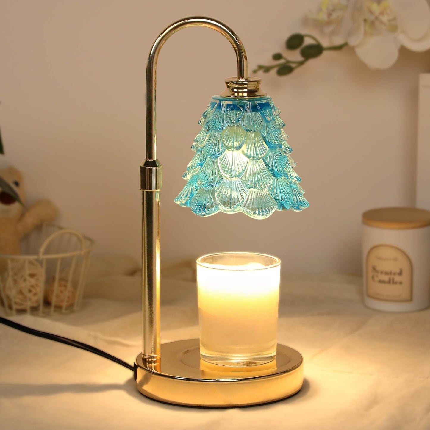 Fragrance Candle Warmer Lamp with 2 Bulbs Electric Candle Warmer with Timer & Dimmer for Home Decor