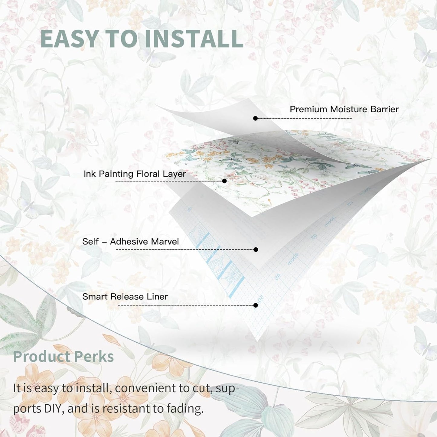 Dimoon 17.3''x78.7'' Vintage Peel and Stick Wallpaper Boho Beige Neutral Contact Paper White Floral Bird Wallpaper Removable Botanical Renter Friendly Modern Wall Paper Bedroom Bathroom Vinyl Roll