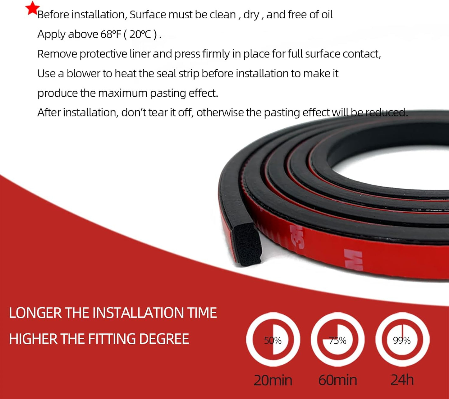 Foam Rubber Seal Strip, Self-Adhesive Rectangle EPDM Rubber Weather Stripping for RV, Boat, Auto, Truck, Marine, Garage Doors/Window and More, W:0.5"; H:0.25",13FT