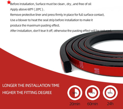 Foam Rubber Seal Strip, Self-Adhesive Rectangle EPDM Rubber Weather Stripping for RV, Boat, Auto, Truck, Marine, Garage Doors/Window and More, W:0.5"; H:0.25",13FT