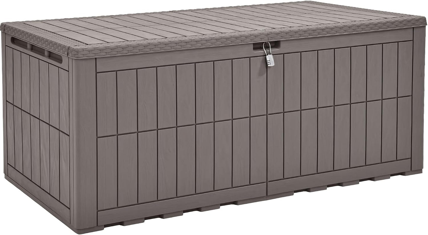 YITAHOME 134 Gallon Large Deck Box | Waterproof Resin Outdoor Storage Box with Lock, Doubles as 2-Person Bench Seating for Patio Furniture Cushions,Garden Tools &