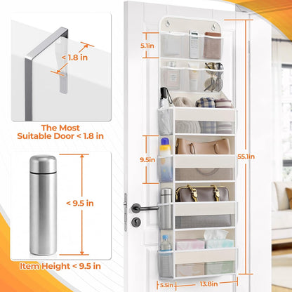 SpaceHacks 5-Tier Over the Door Organizer with Mesh Pockets, Baby Nursery Storage for Closet, Bathroom and Bedroom, Adjustable Hanging Closet Organizer for Cosmetics, Books and Essentials (Dark Grey)