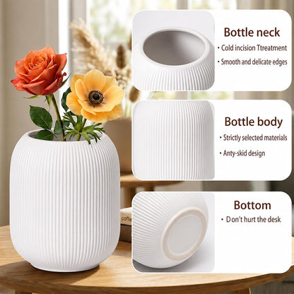 Ceramic Vase Set for Decor, Small Bud Vases, Pastel Decorative Vases for Table, Shelf, Living Room, Kitchen, Nursery, Dorm, (White)
