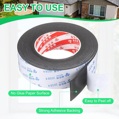 PATIKIL Sponge Rubber Foam Tape, 5/8" W x 1/8" t x 16.4ft l Self-Adhesive Foam Insulation Tape Weather Stripping for Window Door Soundproofing Weatherstrip AC Seal Strip, Black