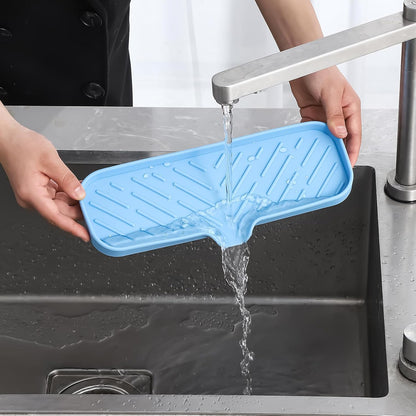 MicoYang Silicone Bathroom Soap Dishes with Drain Spout-Bathroom and Kitchen Sink Organizer,Sponge Holder,Dish Soap Tray,Perfect for Dispenser,Scrubber,Bottle,Cup on Sink or Counter-Coffee 4.9"×3.2"