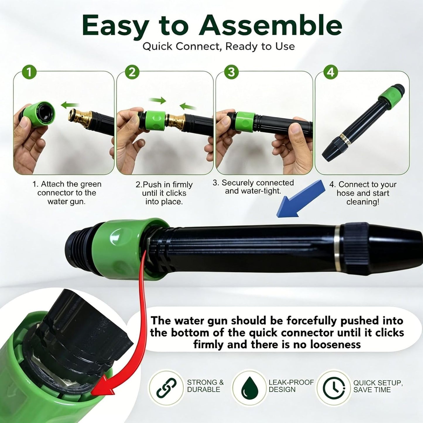 2026 New Heavy Duty Adjustable Twist Hose Nozzle Jet Nozzle | High Pressure Hose Nozzle& 3/4" GHT Adapters Instant Garden Hose Fit, for Car Wash Driveway Cleaning Garden Watering