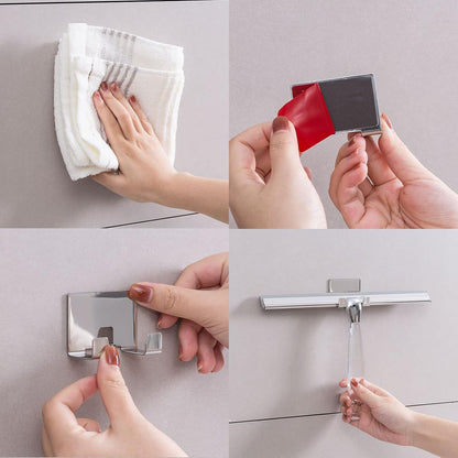 Ettori Shower Squeegee Clear Glass Wall Cleaner Stainless Steel with Suction Storage Hook -10'', Chrome
