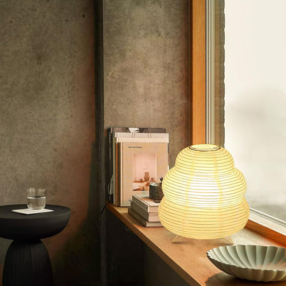 Paper Lantern Lamp, Japanese Paper Table Lamp with 3 Color, Cute Wabi-Sabi Rice Paper Lamp for Desk Bedroom Bedside(Bulb Included)