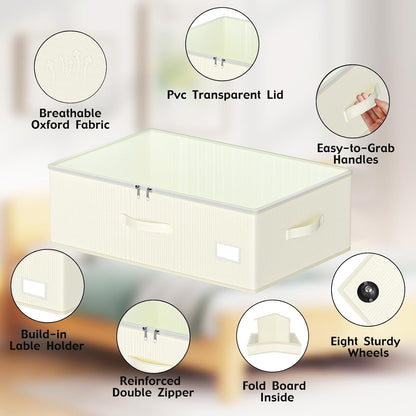 EE-RoomWorld Under Bed Storage with Wheels, No Assemble Required 5.5 inches height grey under bed storage bins,Low Profile Rolling Underbed Shoe Storage containers，dorm underbed storage drawers