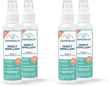 Wondercide - Mosquito, Tick, and Insect Repellent with Natural Essential Oils - Bug Spray and Killer - Safe for Family - Lemongrass 2-Pack of 4 oz Bottle