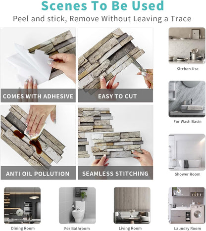 36 Sheets of Self Adhesive Marble Tile Wall Tiles Vinyl Sticker | 9.68 x 4.72in Water Resistant, Easy to Stick and Peel off, Suitable for DIY Decoration on Ceilings and Walls (Black)
