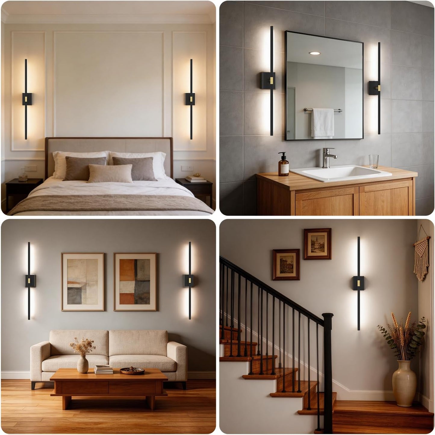 Battery Operated Wall Sconce Set of Two - 10000mAh Cordless Rechargeable Wall Sconces with Remote & Touch Control, 360°Rotate, 4CCT Dimmable Gold Wall Lights for Bedroom Living Room, 31.5 inch