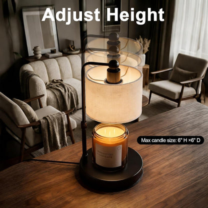 Candle Warmer Lamp with Timer, Modern Farmhouse Candle Warmer, Height Adjustable & Dimmable Electric Candle Warmer Lamp, Includes 2 Bulbs, Birthday Gift for Women, Mom, Housewarming - Flaxen